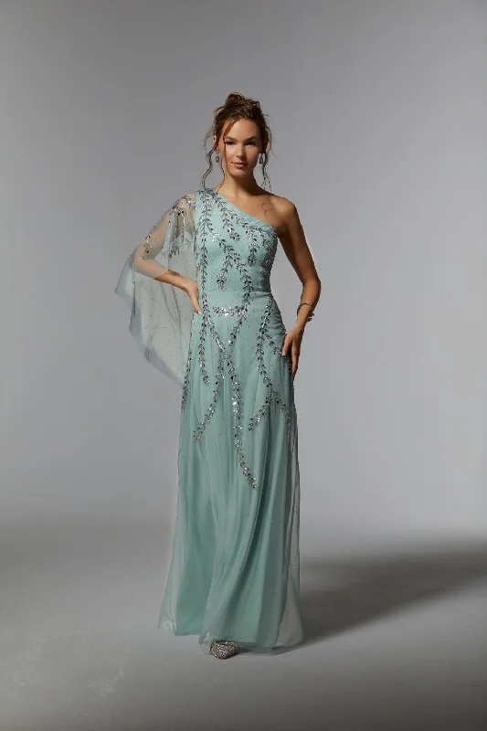 MGNY Madeline Gardner New York 72935 Long Formal Evening Cape Dress