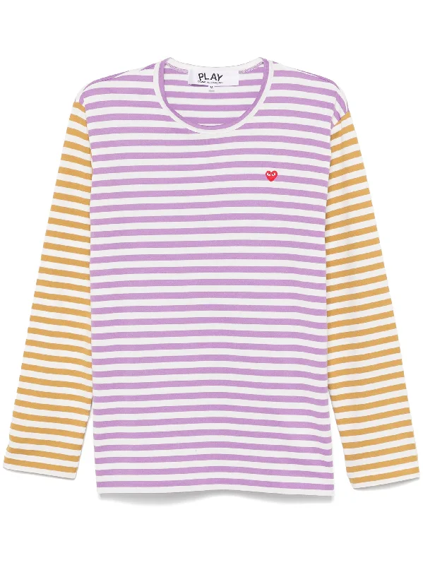 Unisex Long Sleeves Tee Bi-Colour Striped - Purple/Olive