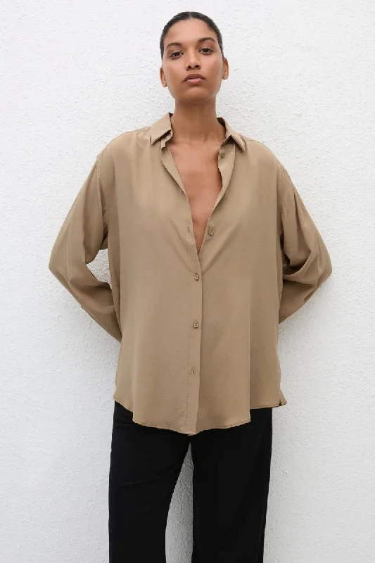 LONG SLEEVE SILK SHIRT-STONE