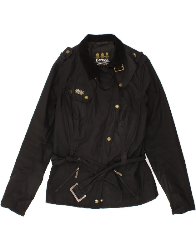 BARBOUR Womens Military Jacket UK 12 Medium  Black