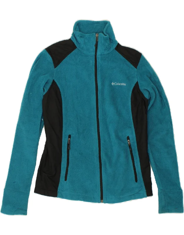 COLUMBIA Womens Fleece Jacket UK 14 Large Turquoise Colourblock Polyester