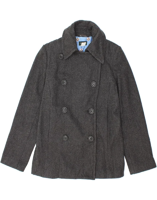 J. CREW Womens Double Breasted Coat UK 10 Small Grey Wool