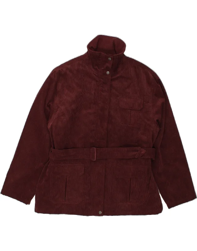 JACK MURPHY Womens Corduroy Jacket UK 18 XL Burgundy Cotton