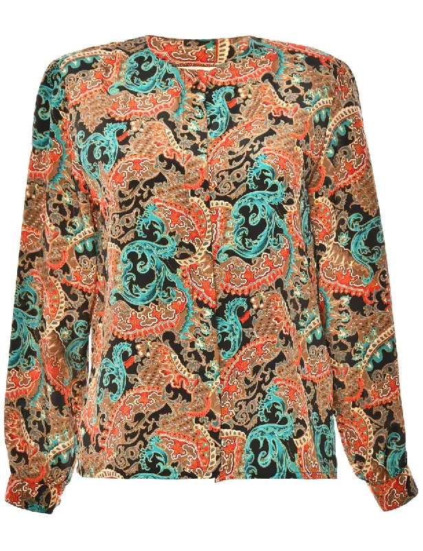 Long-Sleeved Multi-Colour Blouse - L