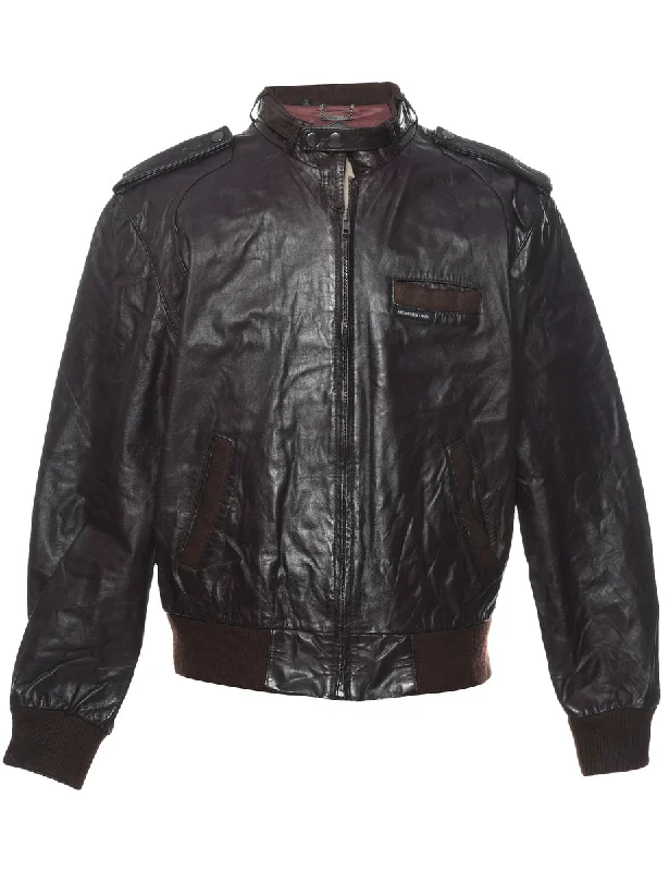 Members Only Leather Jacket - L