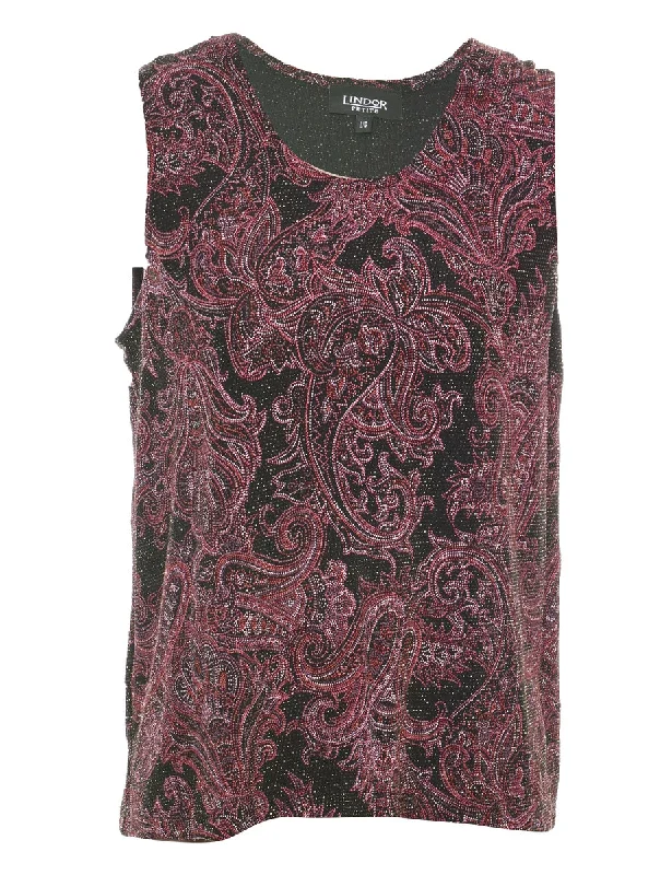 Metallic Finish Paisley Evening Top - L