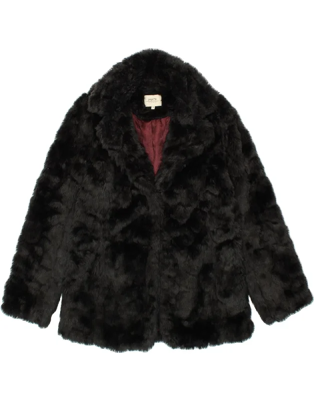 PAPAYA Womens Weekend Faux Fur Jacket UK 12 Medium Black Acrylic