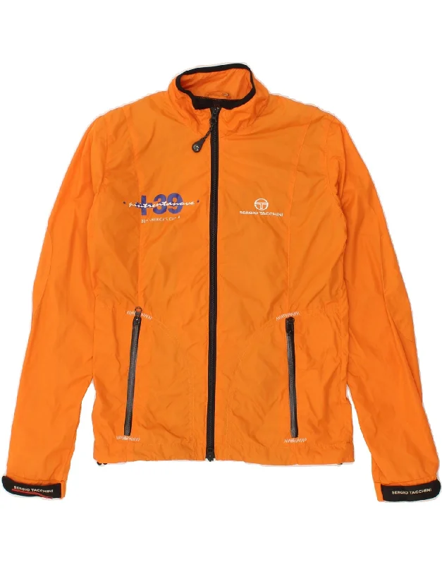 SERGIO TACCHINI Womens Graphic Rain Jacket IT 42 Medium Orange Polyamide