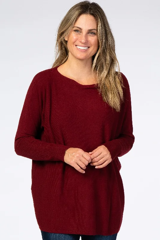 Burgundy Soft Knit Boatneck Dolman Sweater