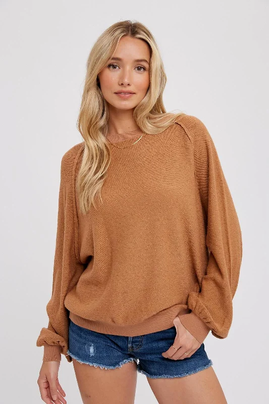 Camel Knit Long Sleeve Top