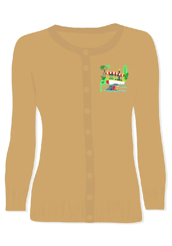 Adventure Cruise Embroidered Cardigan in Dark Caramel