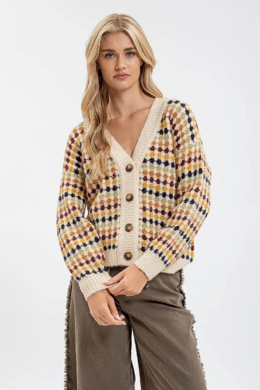 MULTICOLOR BOYFRIEND KNIT CARDIGAN