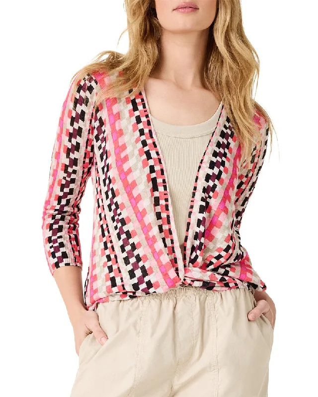 NIC+ZOE Pixel Sunset 4-Way Linen-Blend Cardigan