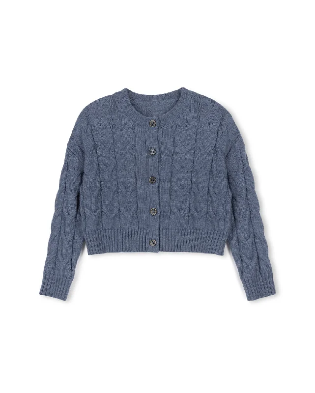 ONE CHILD BLUE CABLE KNIT CARDIGAN [FINAL SALE]