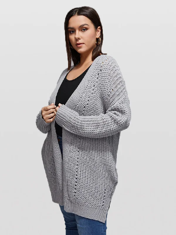 Plus Open Front Crochet Cardigan